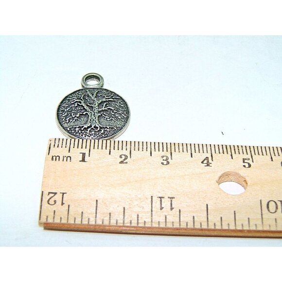 Oberon Design Silver Tone Tree Of Life Charm Pendant Round Britannia Metal 1x1" - Picture 6 of 7